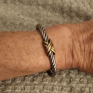 Elegant 925 Silver Italy Two-Tone Cable Bracelet